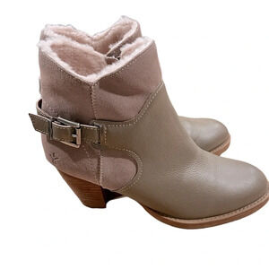 Emu Australia Sturt Leather Merino Wool Buckle Ankle Booties Size 9